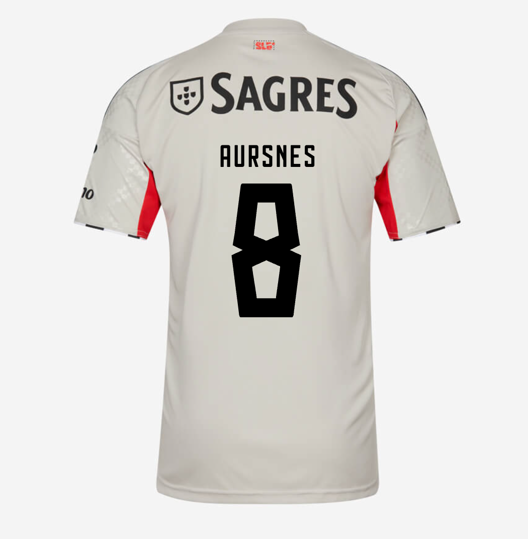 Camiseta Benfica 25/26 Segunda Equipación Bege #8 Aursnes