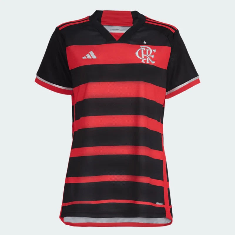 Camiseta Feminina Flamengo I 24/25 Adidas - Rubro Negro