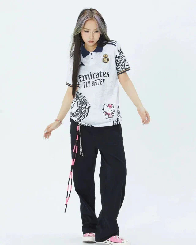 Jersey Real Madrid Hello Kitty 24/25 s/n° Torcedor Adidas Masculina - Preta