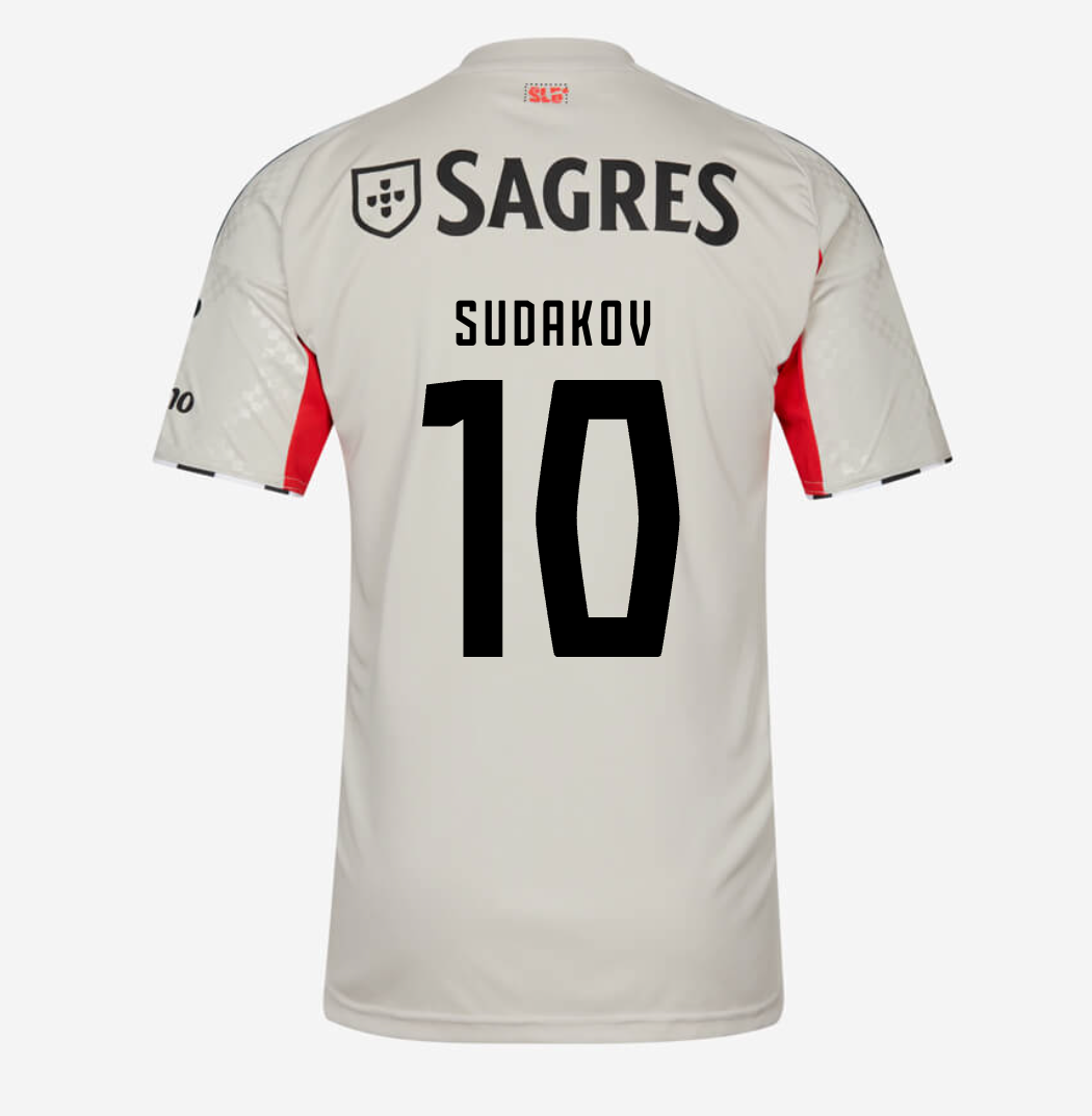 Camiseta Benfica 25/26 Segunda Equipación Bege #10 SUDAKOV