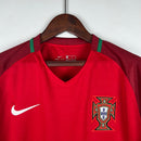 Camiseta Portugal Retrô 2016 Manga Longa Vermelho