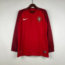Camiseta Portugal Retrô 2016 Manga Longa Vermelho