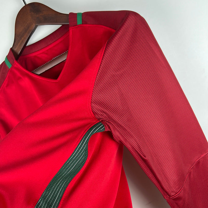 Camiseta Portugal Retro 2016 Manga Larga Rojo