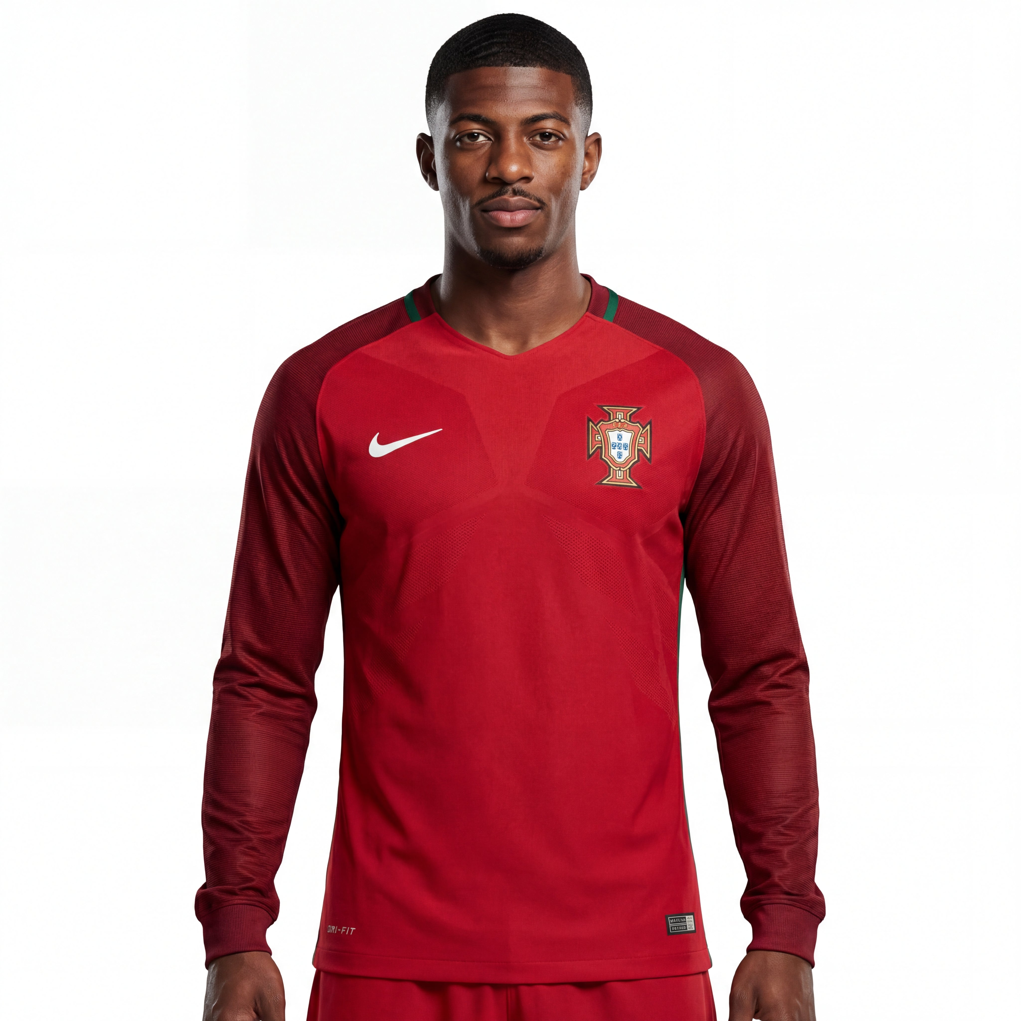 Camiseta Portugal Retro 2016 Manga Larga Rojo